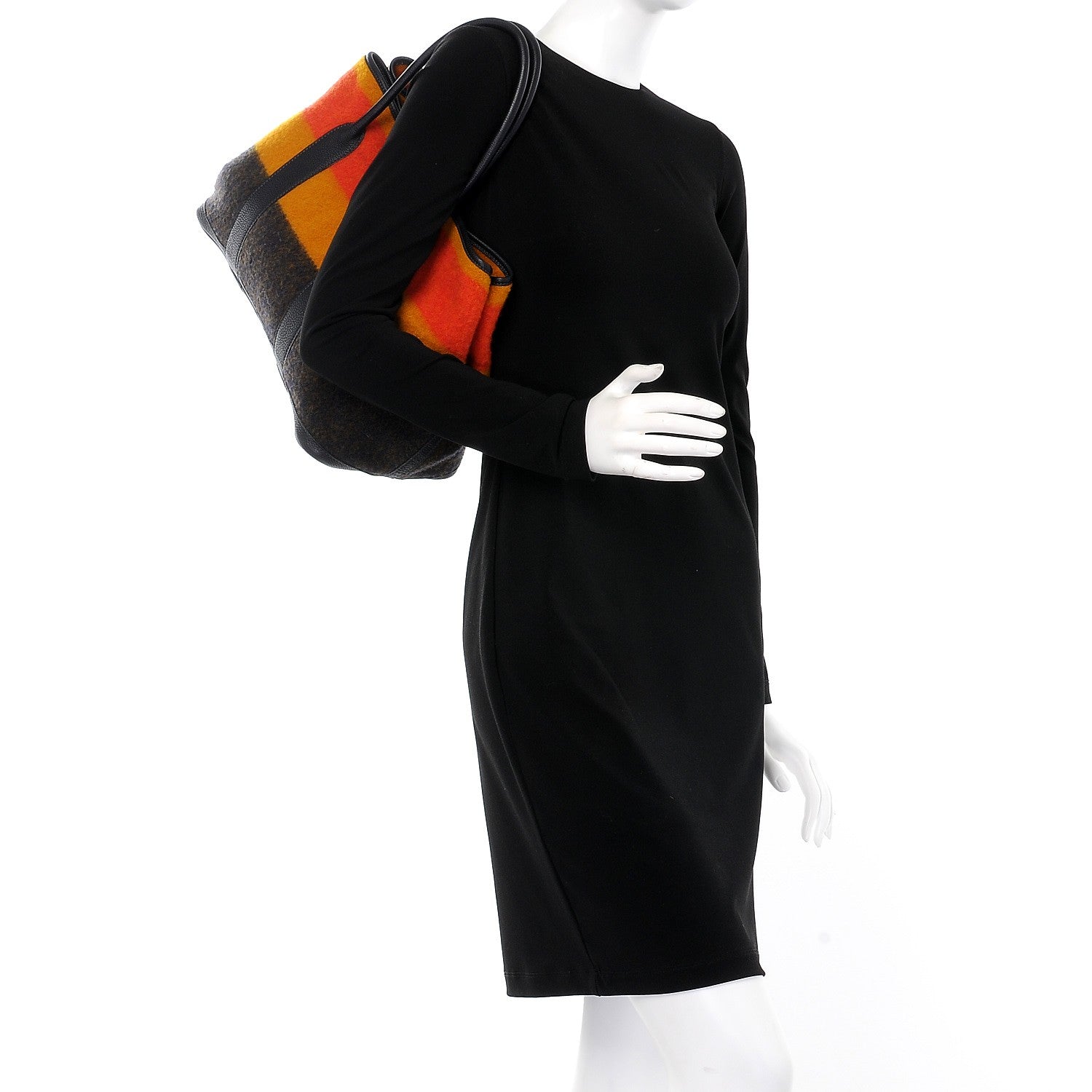 Hermes Wool Rocabar Garden Party Tote 36 MM Orange Black 2 of 6