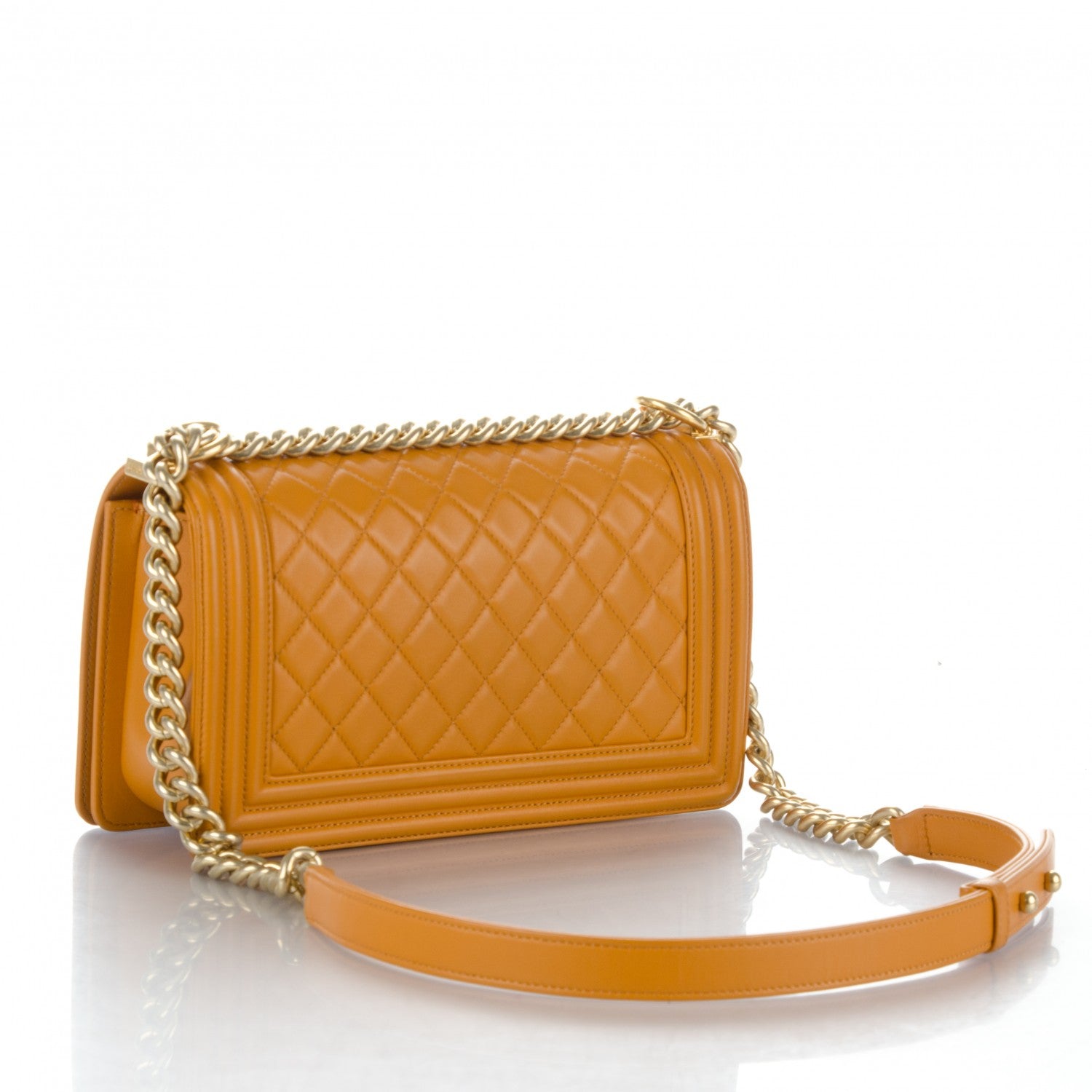 Chanel Lambskin Quilted Medium Boy Flap Yellow 4 of 12