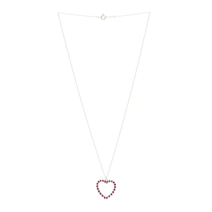Tiffany Sterling Silver Enamel Paloma Picasso Striped Heart Pendant Necklace Red 3 of 4