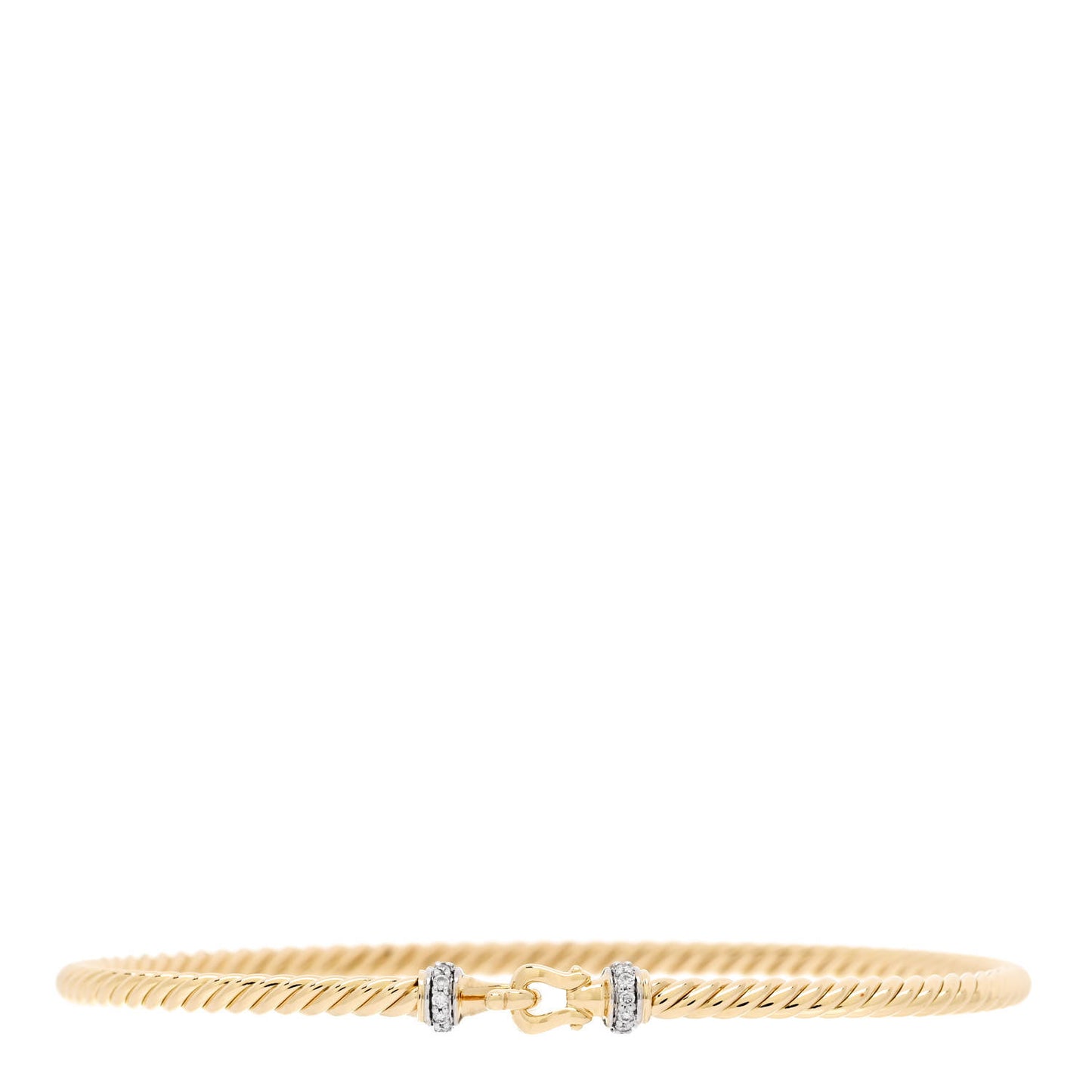 18K Yellow Gold Diamond 2.6mm Cable Collectibles Buckle Bracelet