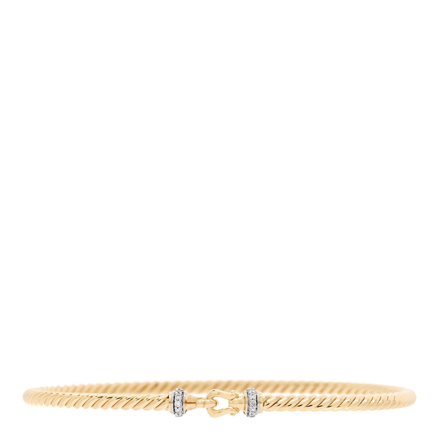 David Yurman 18K Yellow Gold Diamond 2.6mm Cable Collectibles Buckle Bracelet 1 of 4