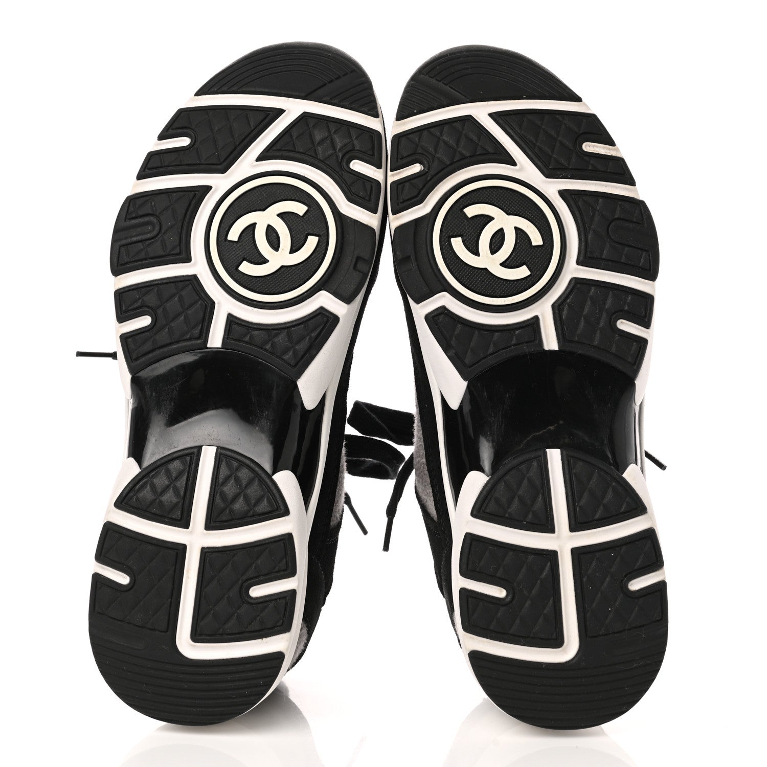 Chanel Fabric Suede Calfskin CC Sneakers 39 Grey Black 5 of 7