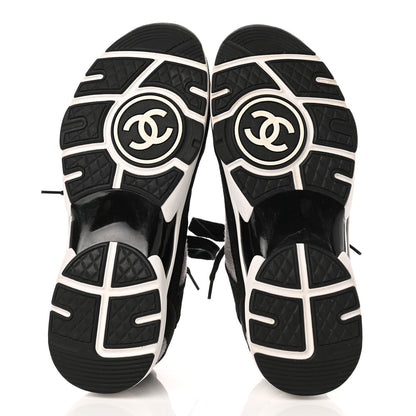 Chanel Fabric Suede Calfskin CC Sneakers 39 Grey Black 5 of 7