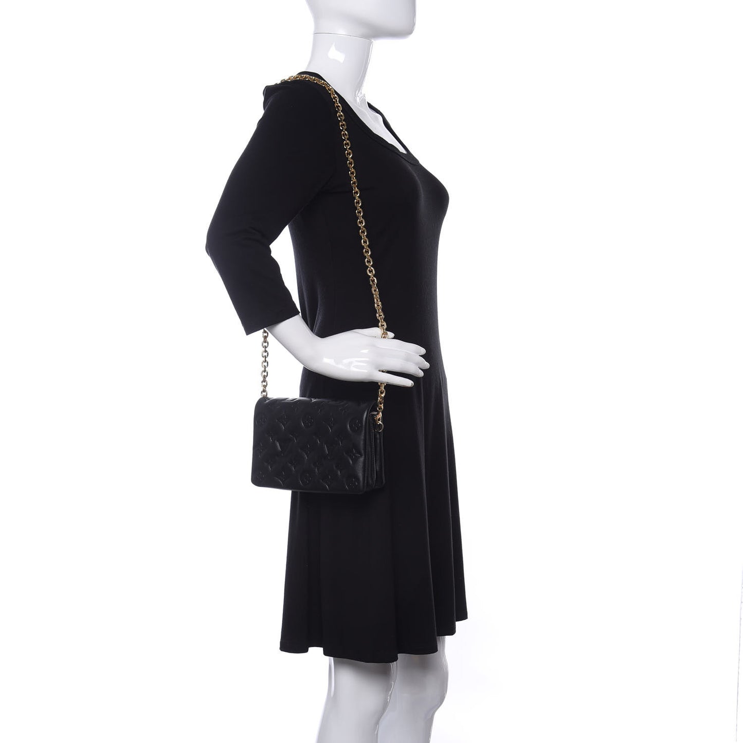 Lambskin Embossed Monogram Pochette Coussin Black