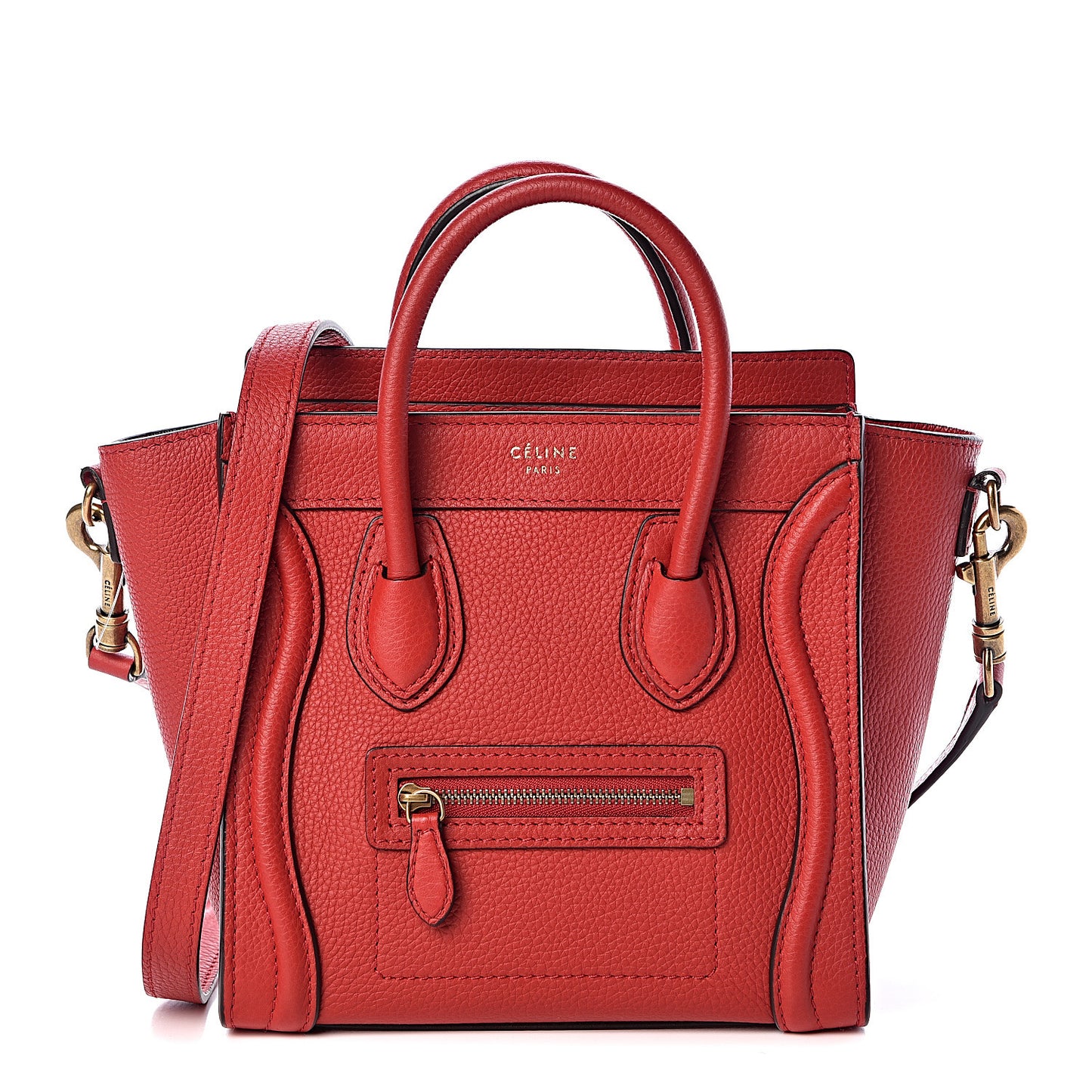 Drummed Calfskin Nano Luggage Coquelicot