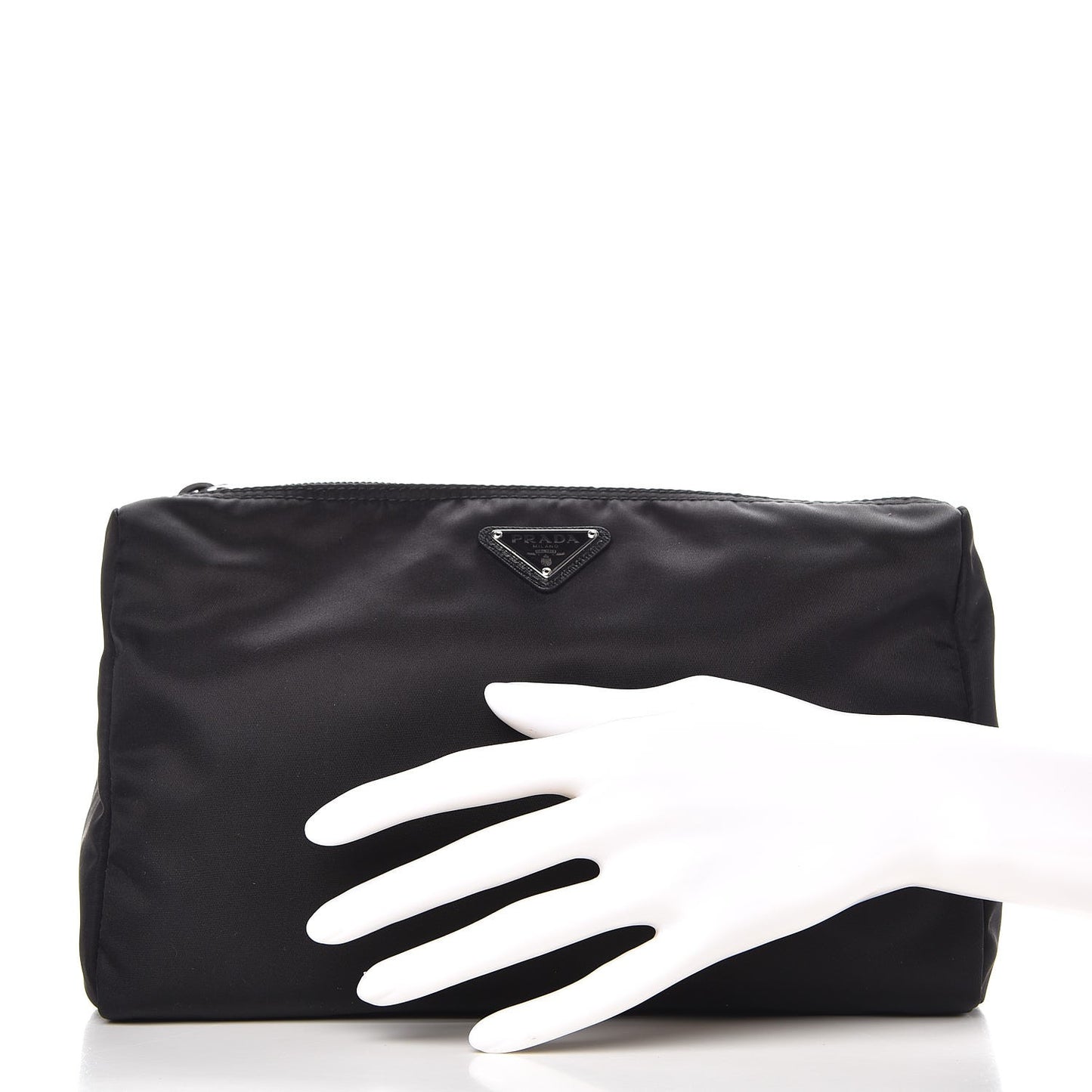 Nylon Tessuto Cosmetic Pouch Nero Black