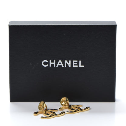 Chanel Metal Large Paris Button Clip On Earrings Gold 5 of 5
