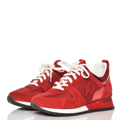 Louis Vuitton Suede Calfskin Run Away Sneakers 37.5 Rouge 3 of 12