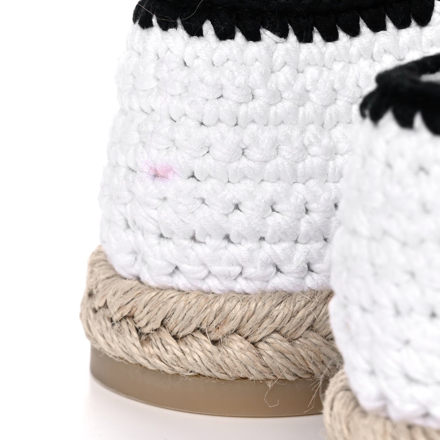 Chanel Braided Knit Cap Toe CC Ankle Strap Espadrilles 39 White Black 9 of 10