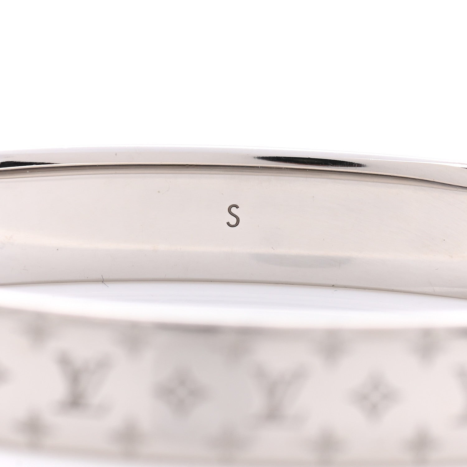 Louis Vuitton Palladium Monogram Nanogram Cuff S Silver 5 of 7