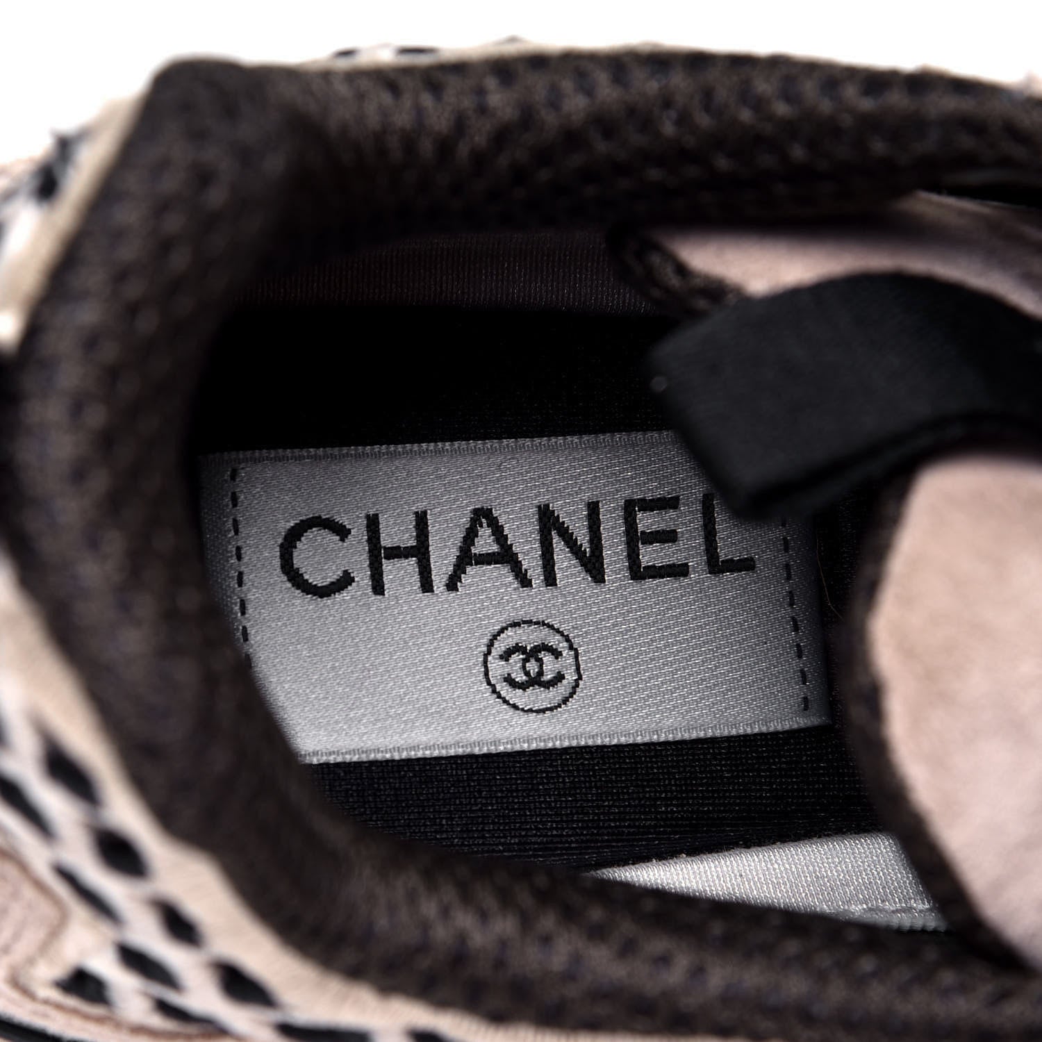 Chanel Suede Calfskin Embroidered CC Sneakers 37 Beige Black 6 of 6