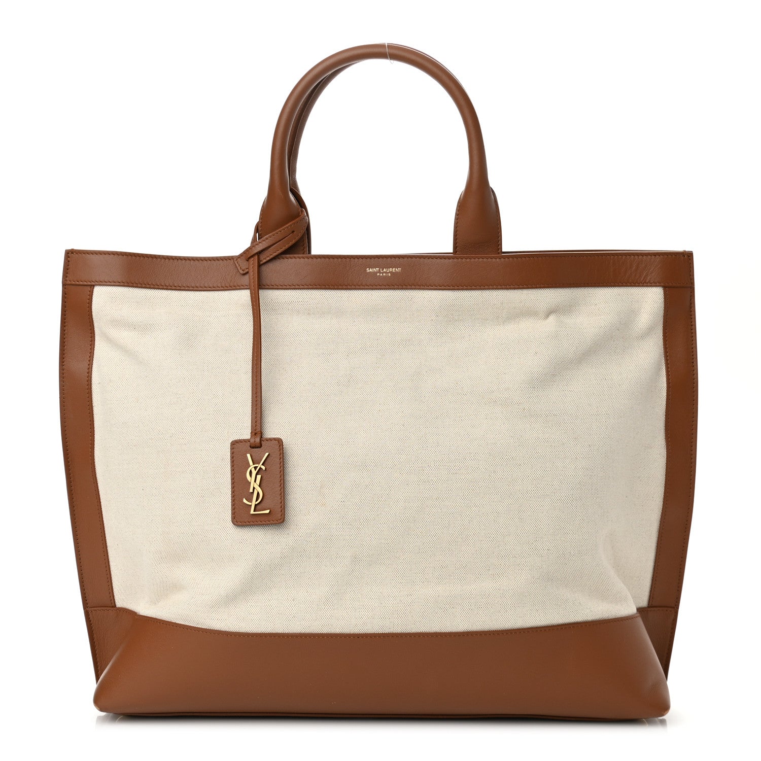 Saint Laurent Calfskin Linen Two Tone Cabas Tote Beige 1 of 10