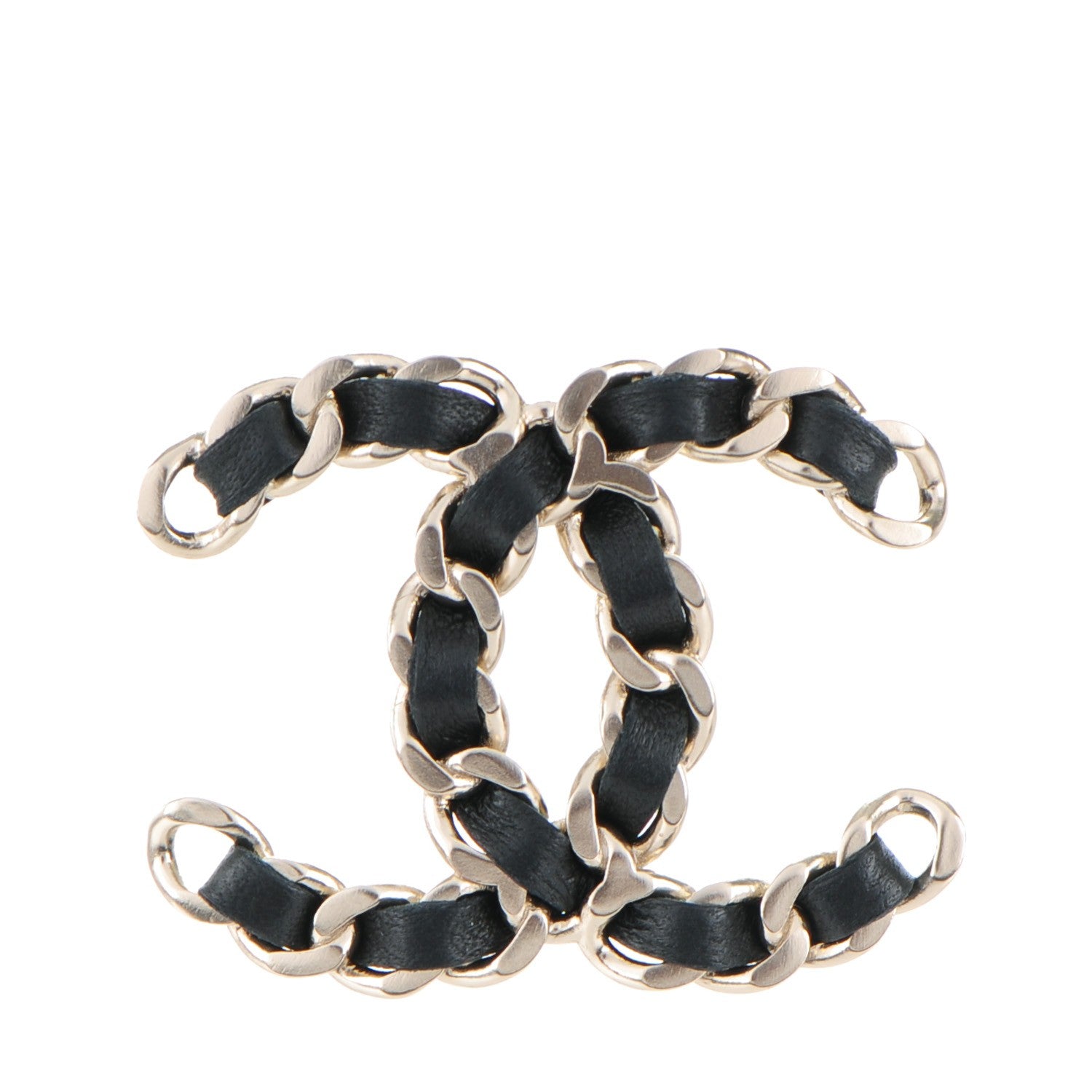 Chanel Lambskin Chain CC Brooch Black Gold 1 of 4