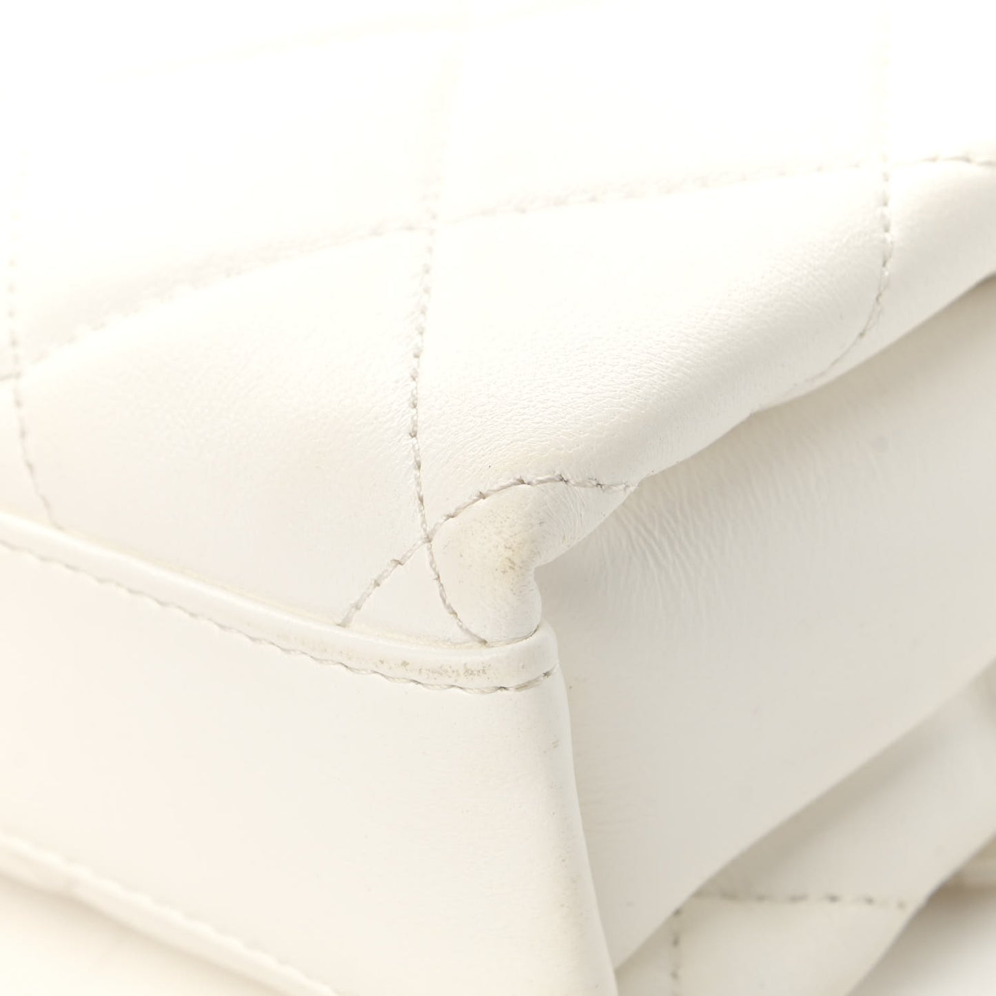 Lambskin Quilted Small CC Crystal Logo Chain Flap White