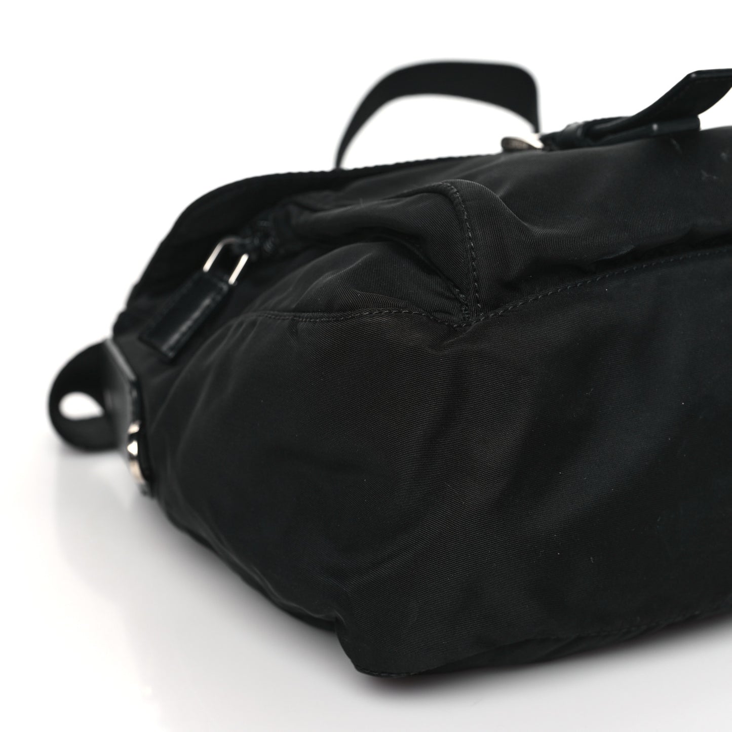 Nylon Vela Saffiano Single Buckle Messenger Shoulder Bag Black