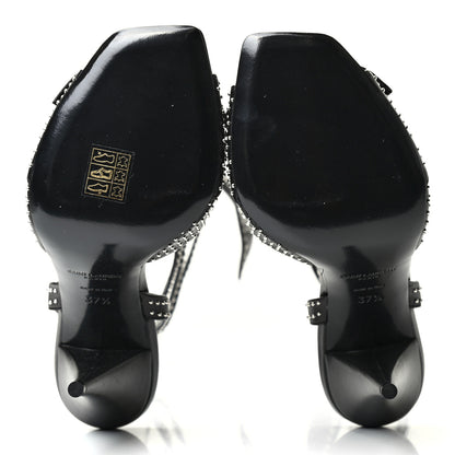 Saint Laurent Calfskin Studded Bow Sandals 37.5 Black 4 of 4