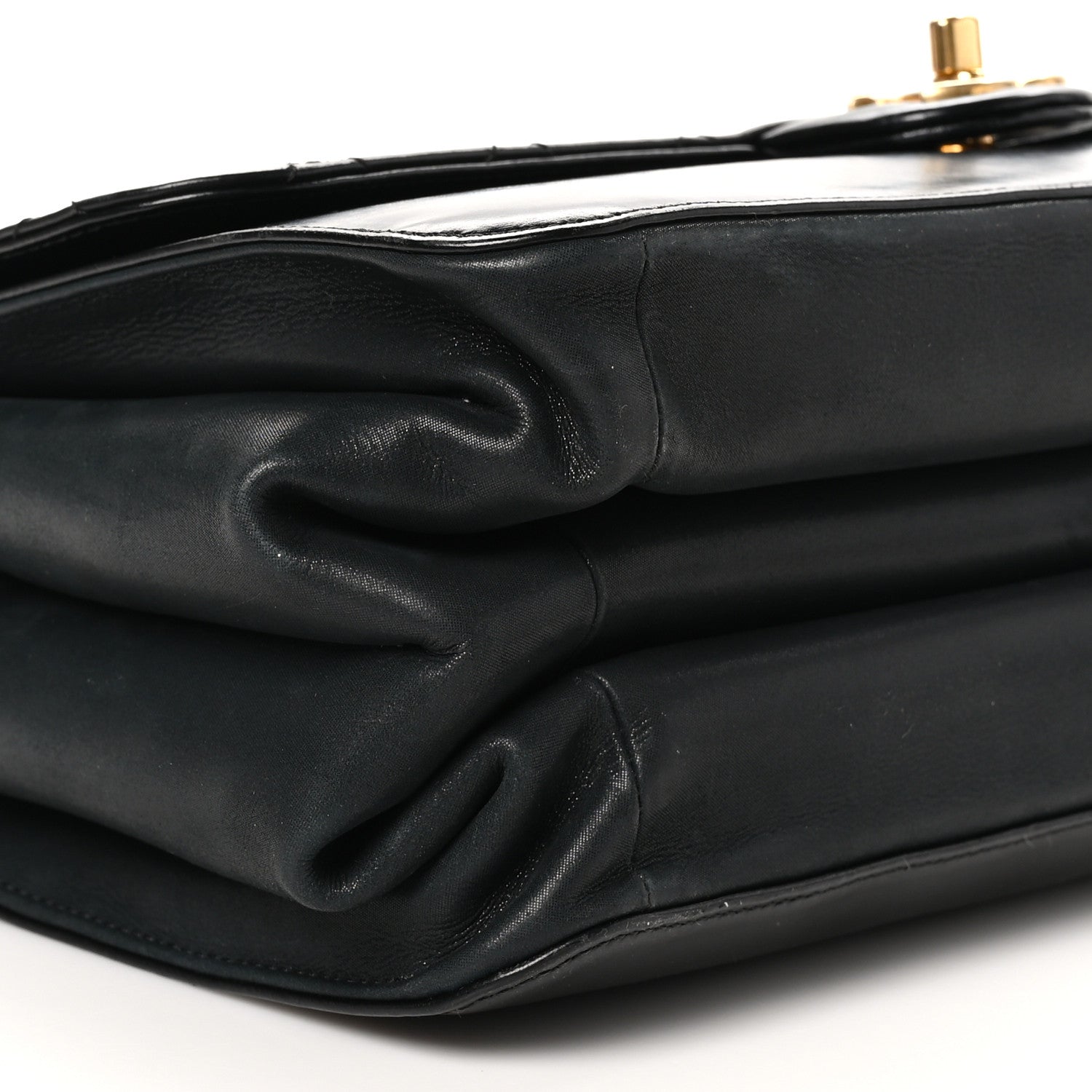 Chanel Aged Glazed Calfskin Quilted Straight Lined Flap Black 10 of 11