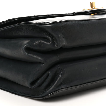 Chanel Aged Glazed Calfskin Quilted Straight Lined Flap Black 10 of 11