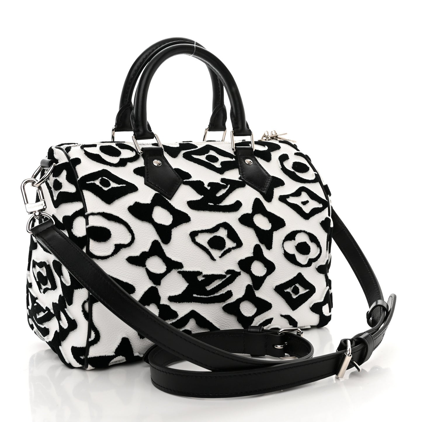 X UF Tufted Monogram Speedy Bandouliere 25 White Black