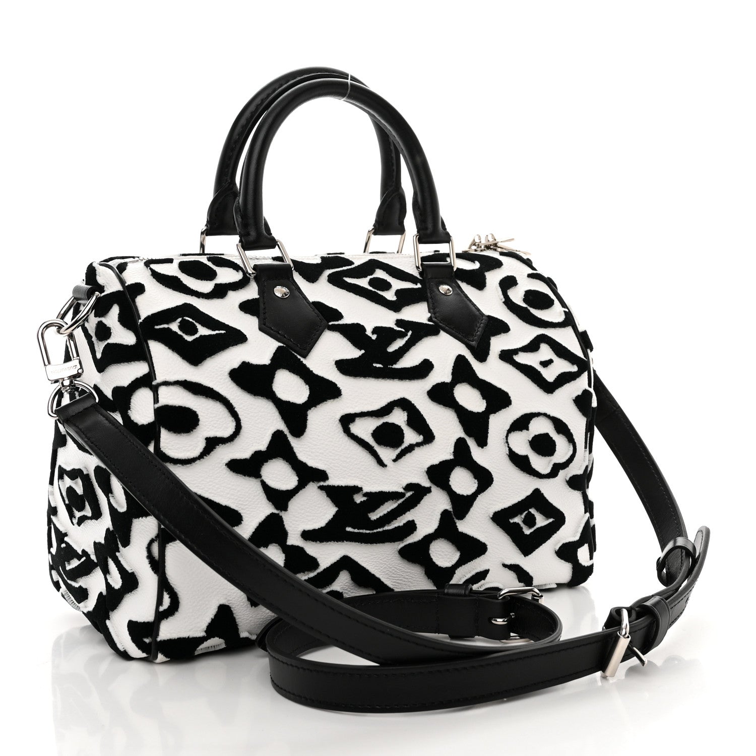 Louis Vuitton X UF Tufted Monogram Speedy Bandouliere 25 White Black 3 of 10