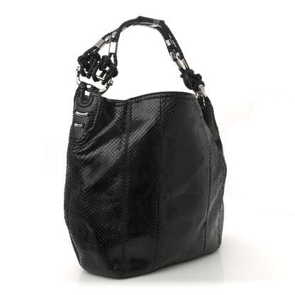 Gucci Snakeskin Large Techno Horsebit Hobo Black 3 of 11