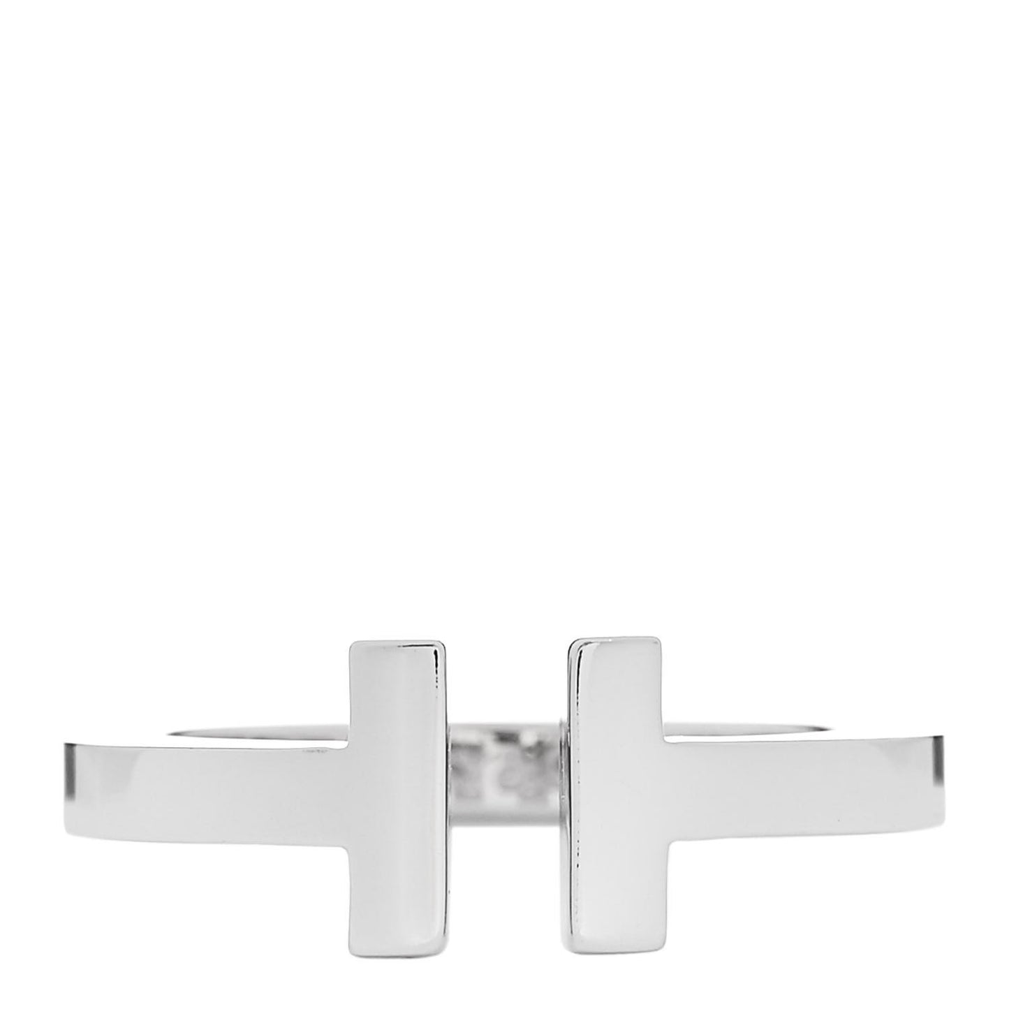 18K White Gold T Square Ring 54 7