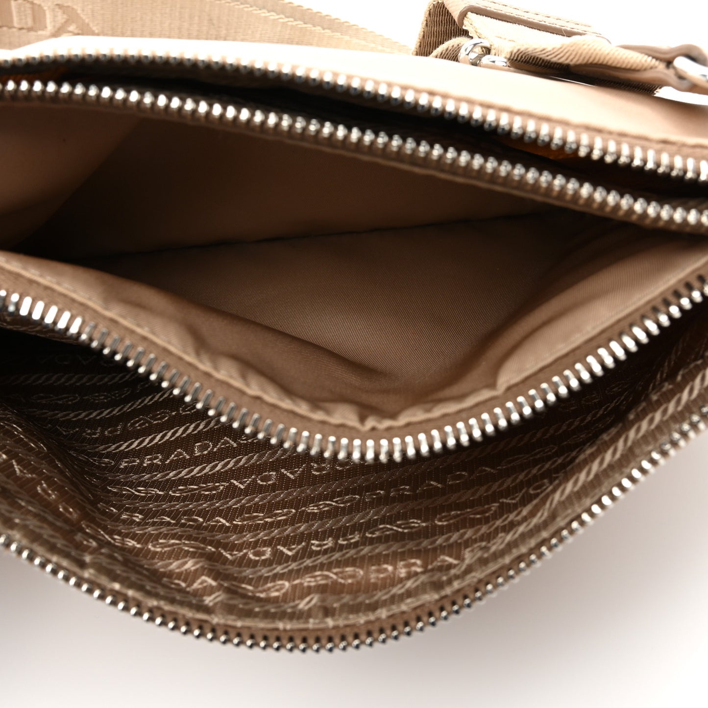 Re-Nylon Saffiano Re-Edition 2000 Double Zip Crossbody Bag Cammeo