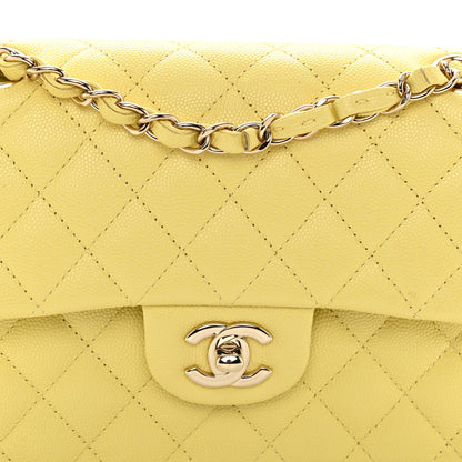Chanel Caviar Quilted Medium Double Flap Light Yellow 7 of 9