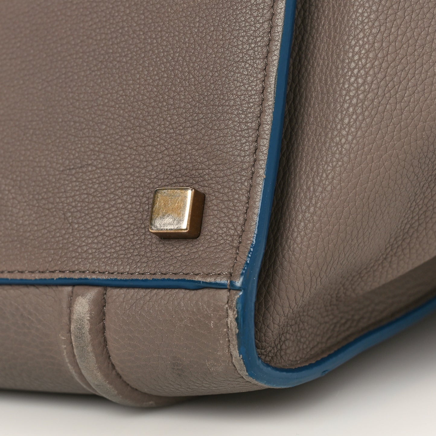 Baby Grained Medium Phantom Luggage Taupe Blue Trim