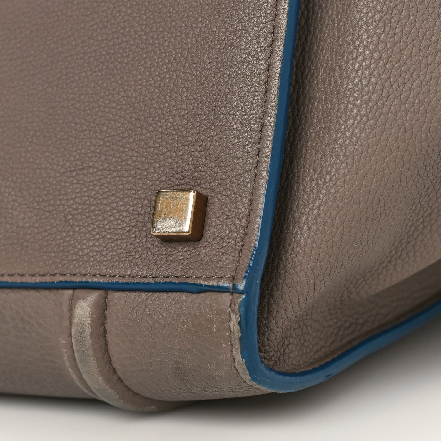 Celine Baby Grained Medium Phantom Luggage Taupe Blue Trim 10 of 14
