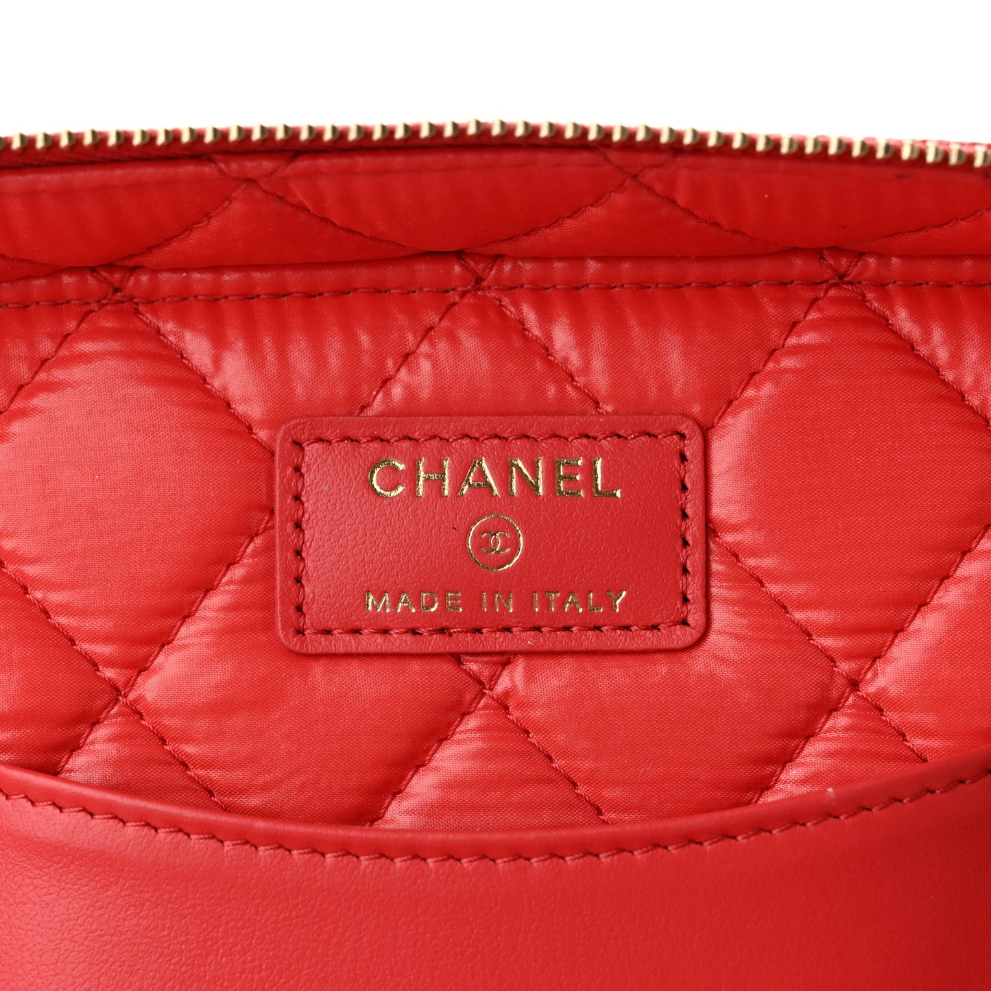 Caviar Quilted Large Vanity Pouch Red