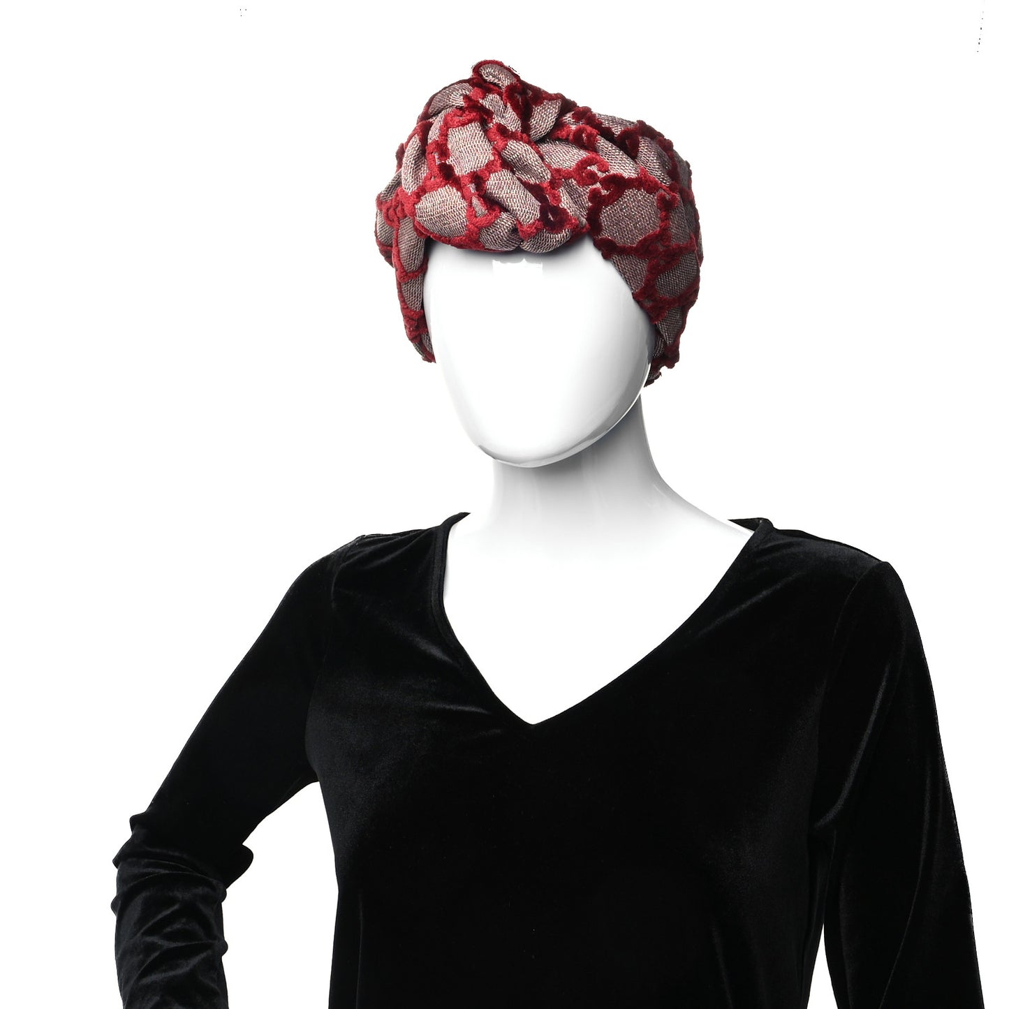 Velvet GG Monogram Headband S 56 Burgundy