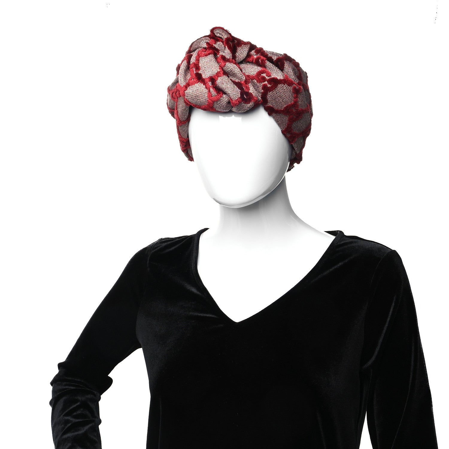 Gucci Velvet GG Monogram Headband S 56 Burgundy 2 of 5