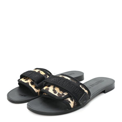 Christian Dior Technical Stretch Fabric Leopard Dio(r)evolution Slide Sandals 39 Black Natural 4 of 11