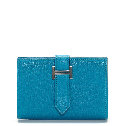Hermes Chevre Mysore Mini Bearn Wallet Bleu Azteque 1 of 6