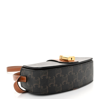 Celine Triomphe Canvas Calfskin Tabou Clutch on Strap Tan 4 of 10
