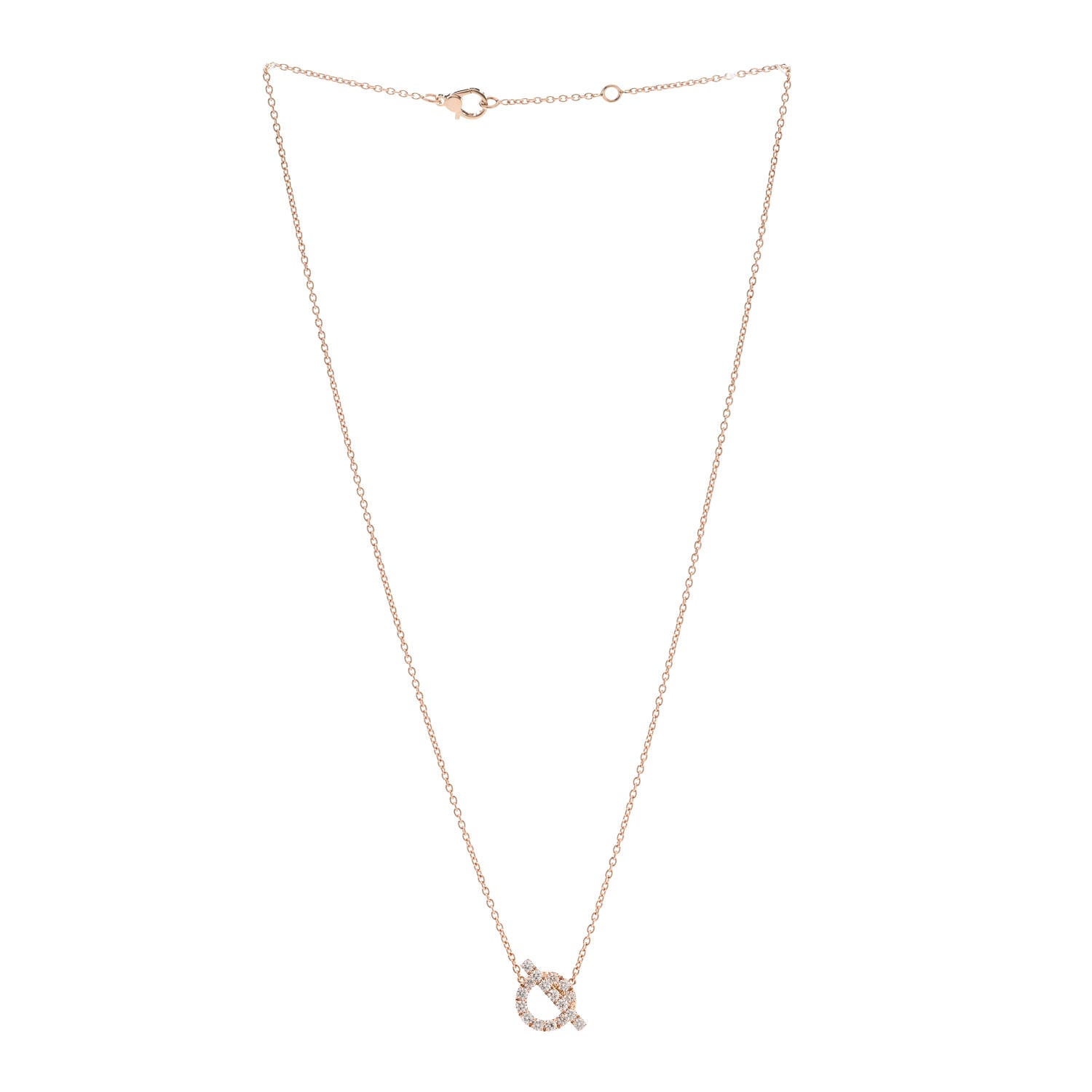 Hermes 18K Rose Gold Diamond Finesse Pendant Necklace 3 of 5