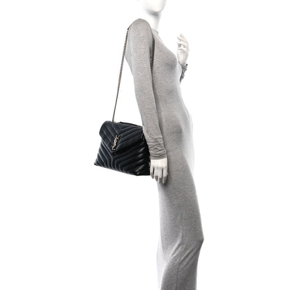 Saint Laurent Calfskin Y Quilted Monogram Medium Loulou Chain Satchel Black 2 of 11