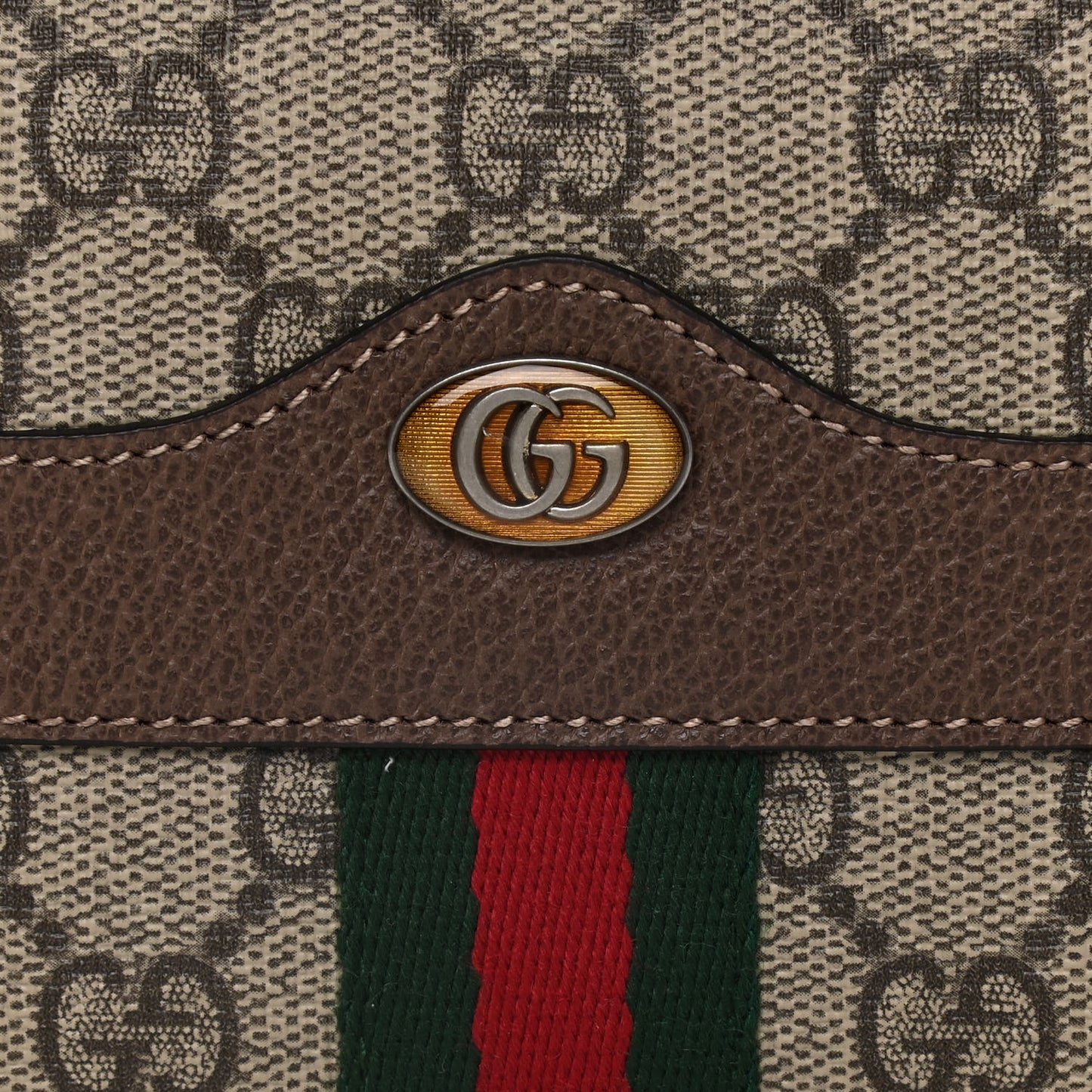 GG Supreme Monogram Web Ophidia Belted iPhone Case 95 38 Dark Brown
