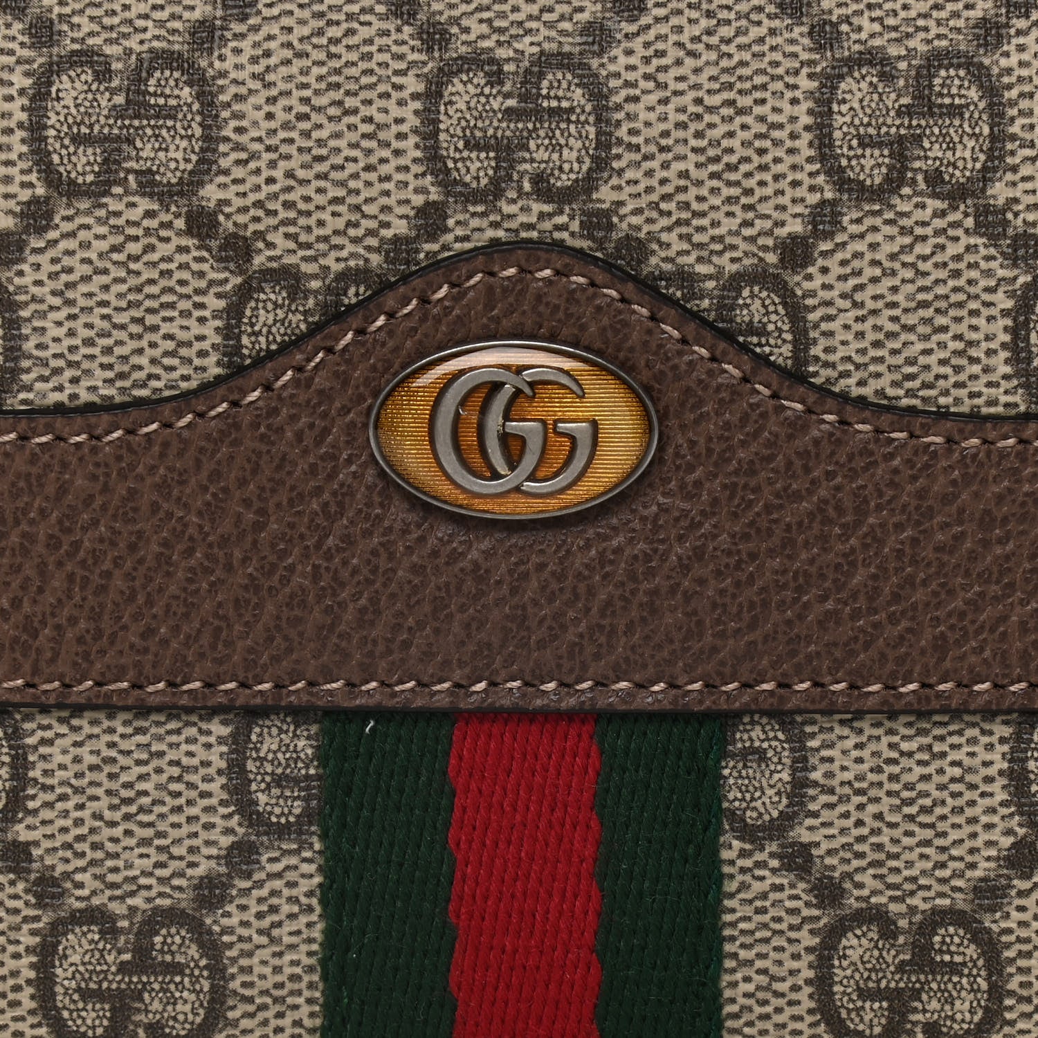 Gucci GG Supreme Monogram Web Ophidia Belted iPhone Case 95 38 Dark Brown 10 of 11