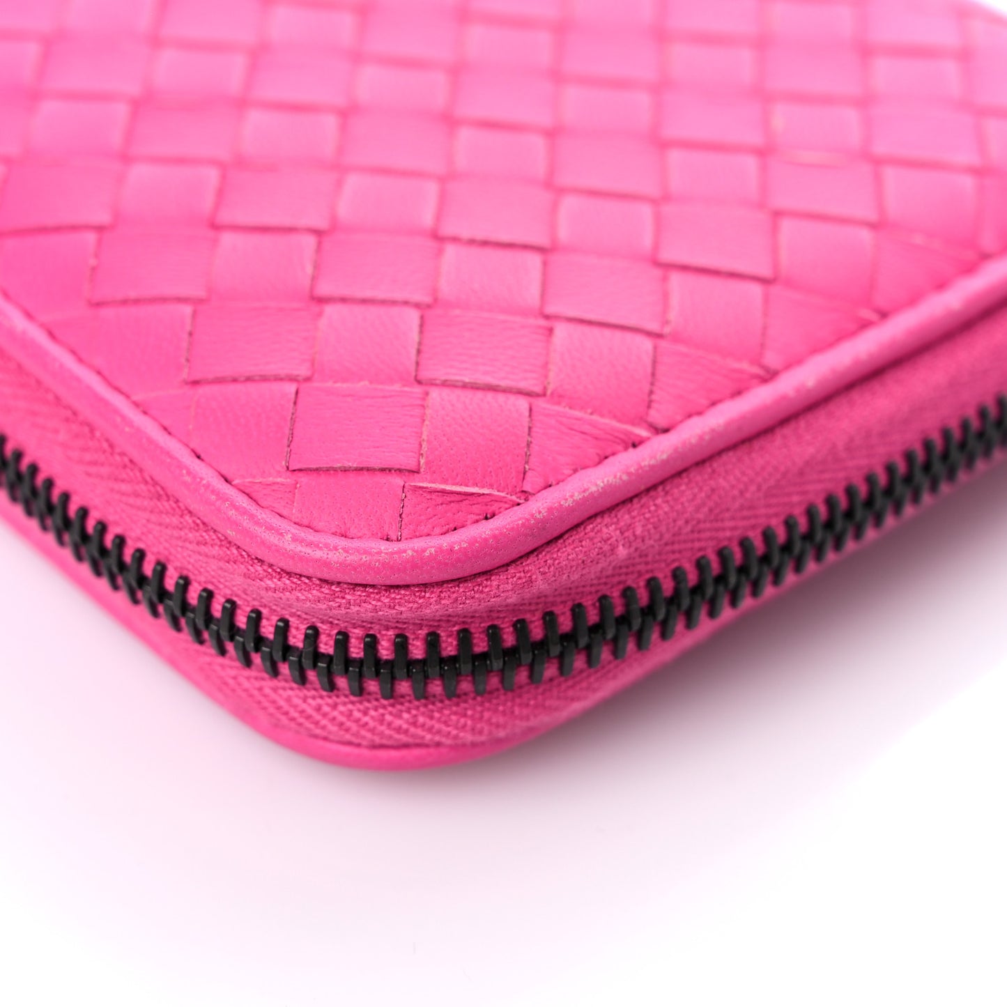 Nappa Intrecciato Zip Around Wallet Pink