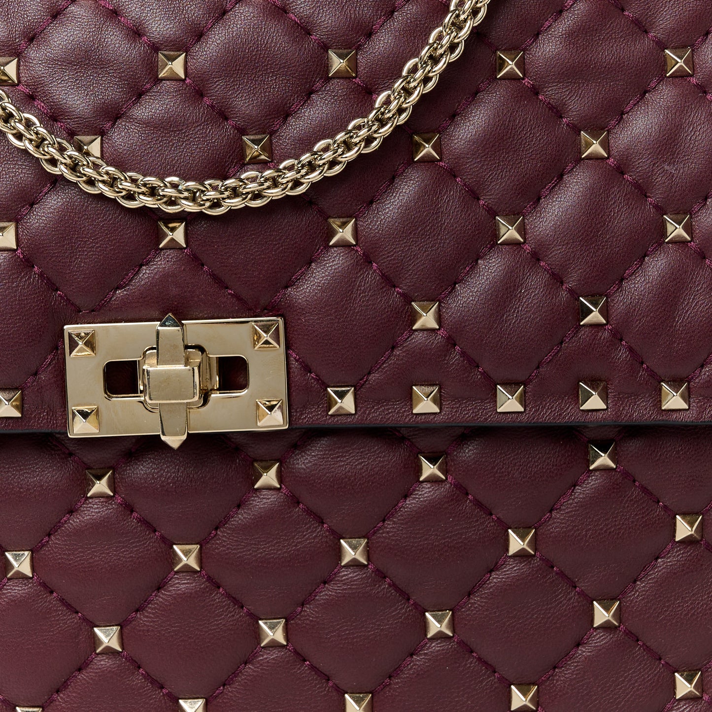 Nappa Large Rockstud Spike Shoulder Bag Rubin