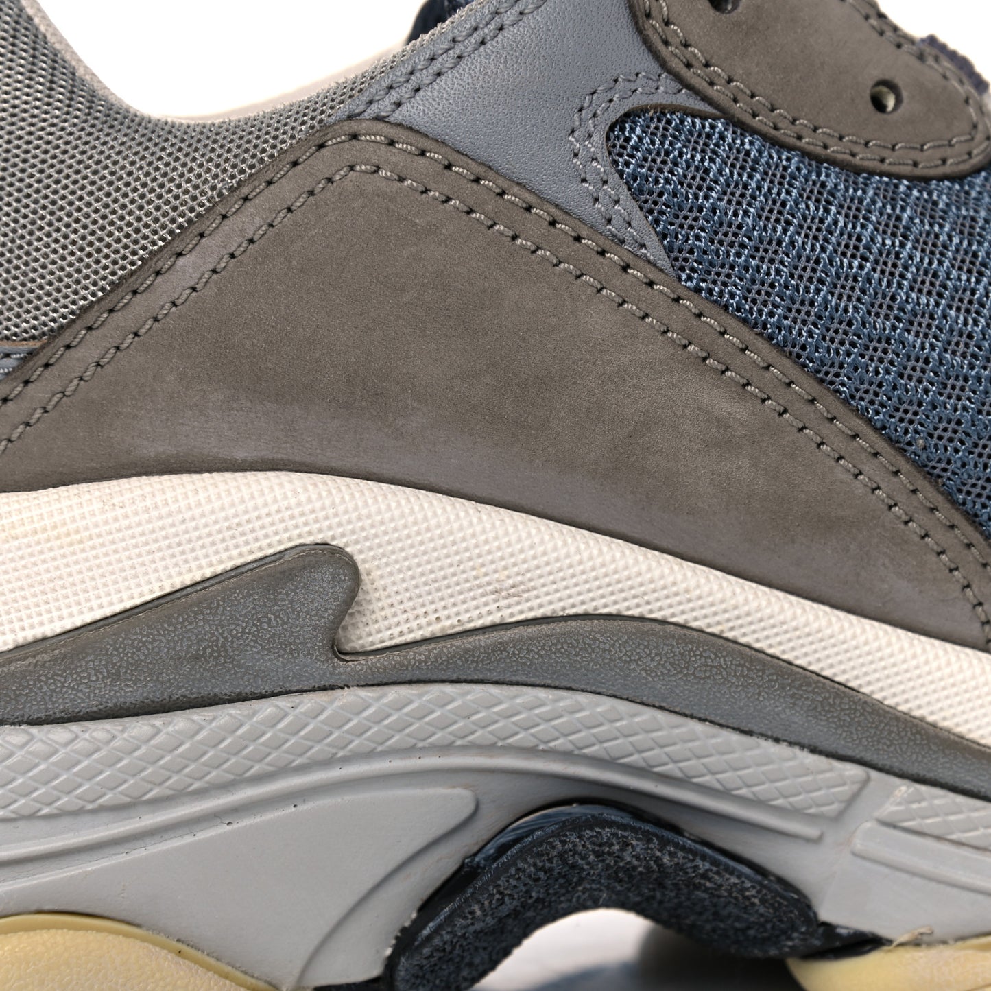 Fabric Mesh Mens Triple S Sneakers 41 Beige Bleu Gray