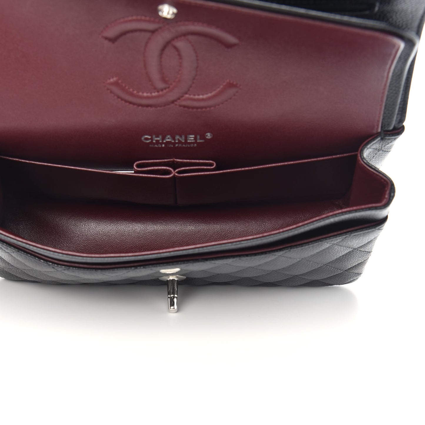 Caviar Quilted Medium Double Flap Black