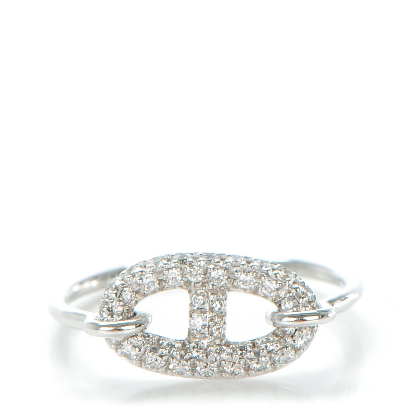 18K White Gold Diamond Chaine D'Ancre Ring 49 5