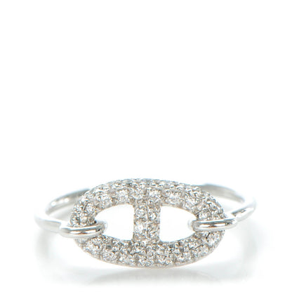 Hermes 18K White Gold Diamond Chaine D'Ancre Ring 49 5 1 of 6