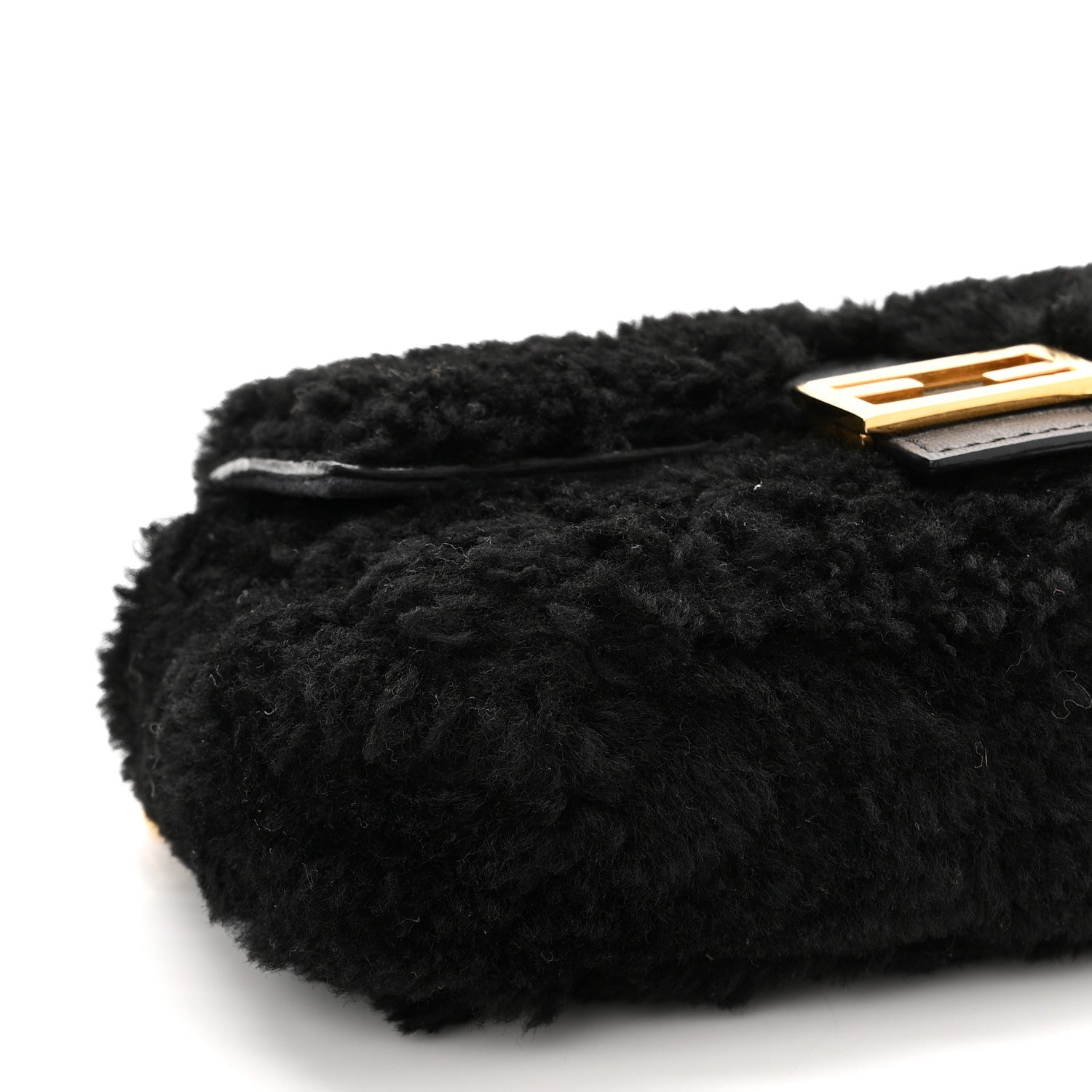 Fendi Shearling Shiny Nappa Micro Baguette Black 8 of 10