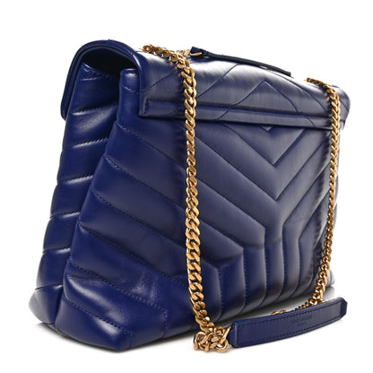 Saint Laurent Calfskin Y Quilted Monogram Medium Loulou Chain Satchel Blue Saphir 4 of 10