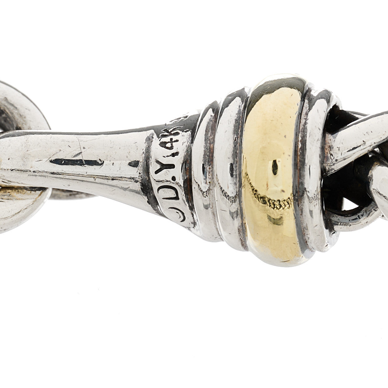 David Yurman Sterling Silver 14K Yellow Gold 6mm Wheat Chain Bracelet 3 of 4