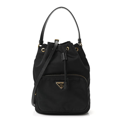 Prada Saffiano Tessuto Nylon Mini Bucket Crossbody Bag Black 1 of 9